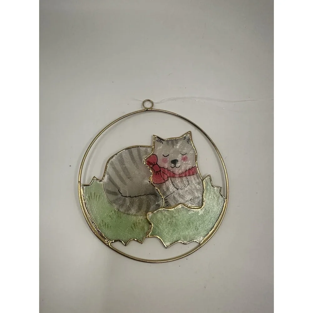 Capiz Shell Cat Ornament Sleeping Adorable Kitten